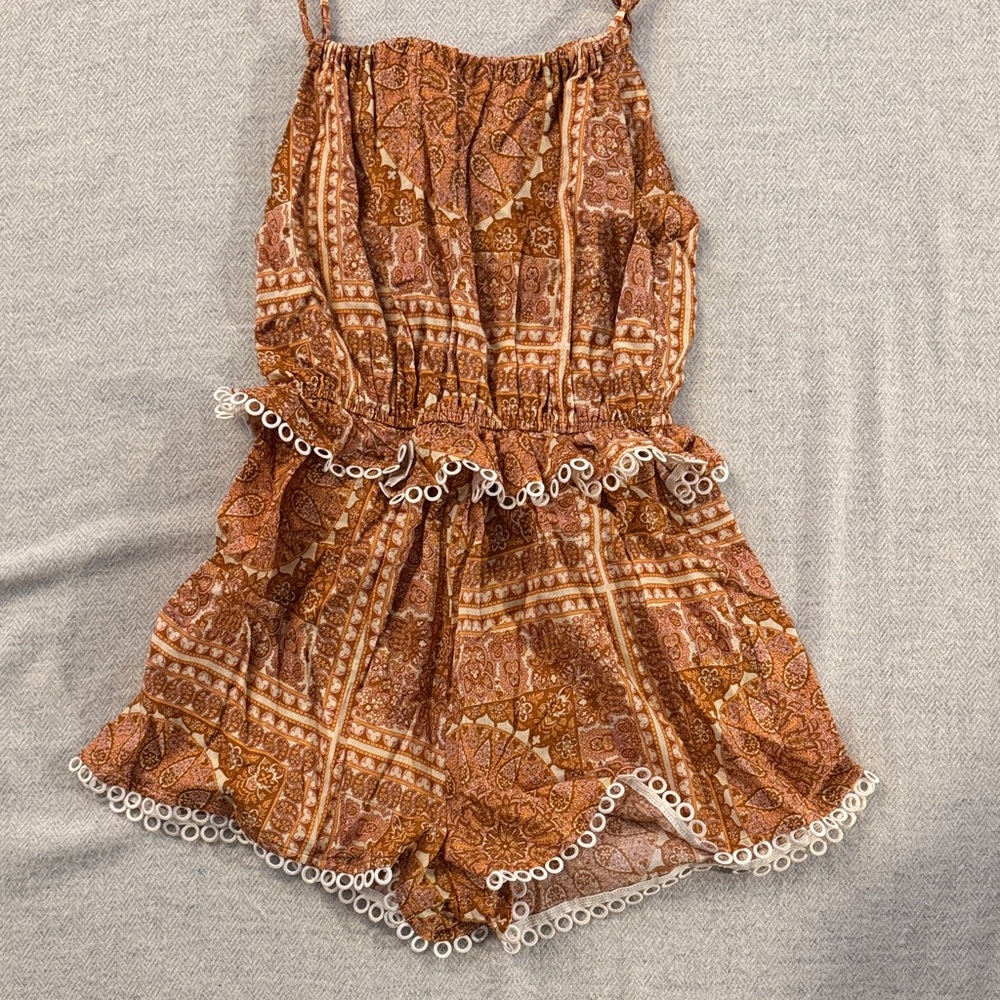 Zimmermann Brown Patterned Kids Romper